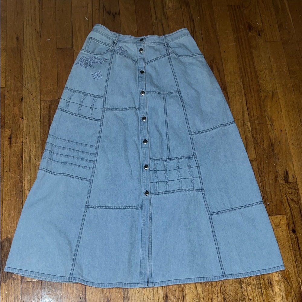 Together Blue Patchwork Maxi Skirt